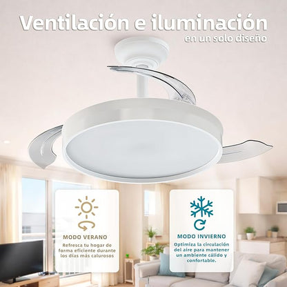 Ventilador de Techo LED Silencioso con Luz Regulable
