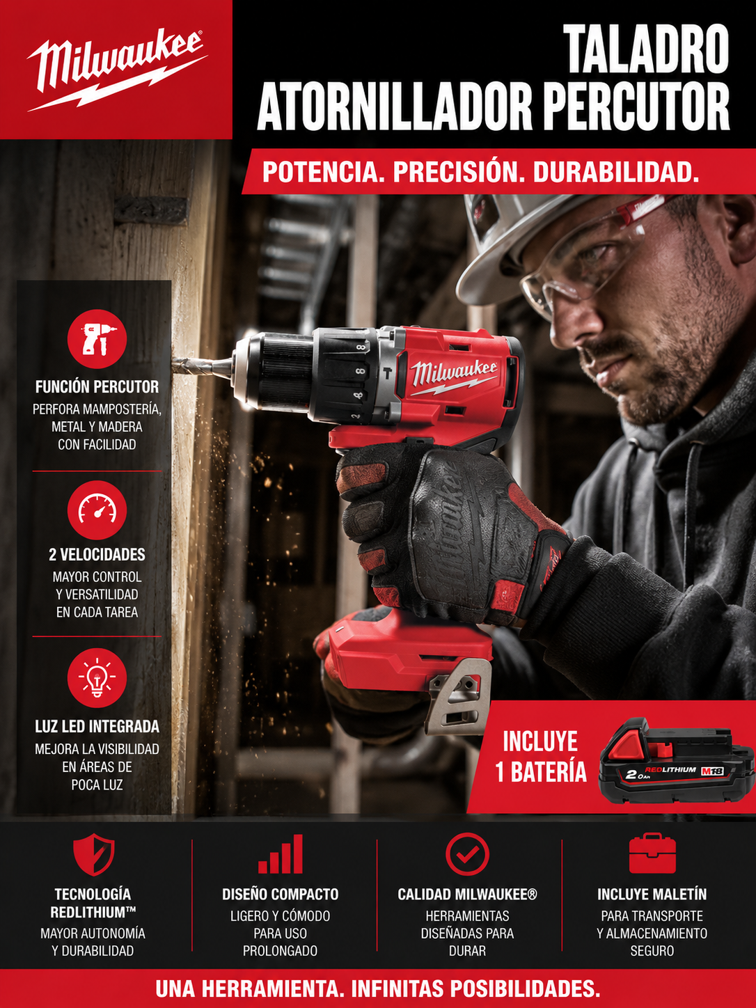 Taladro  Percutor a batería M18 FUEL