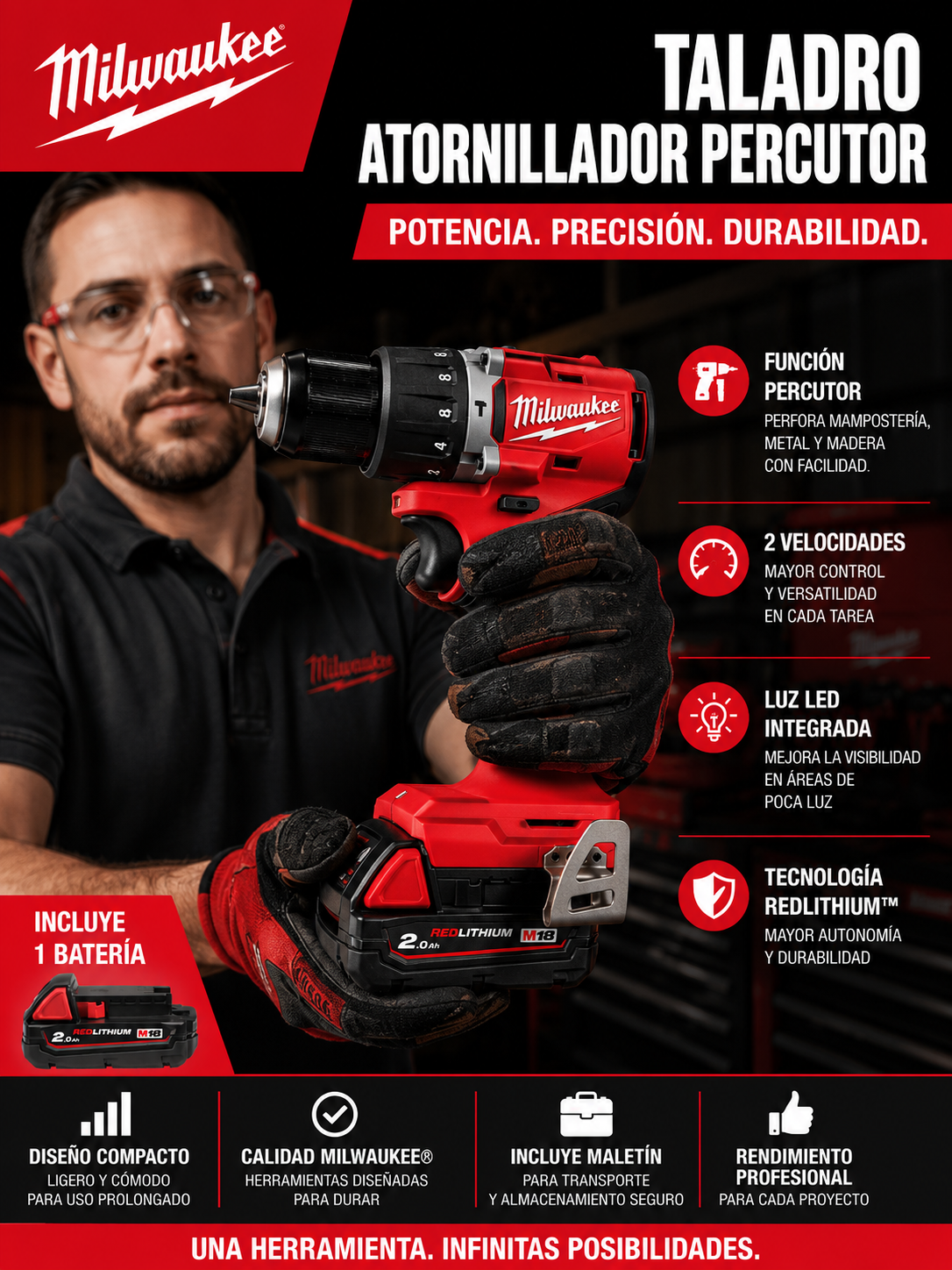 Taladro  Percutor a batería M18 FUEL